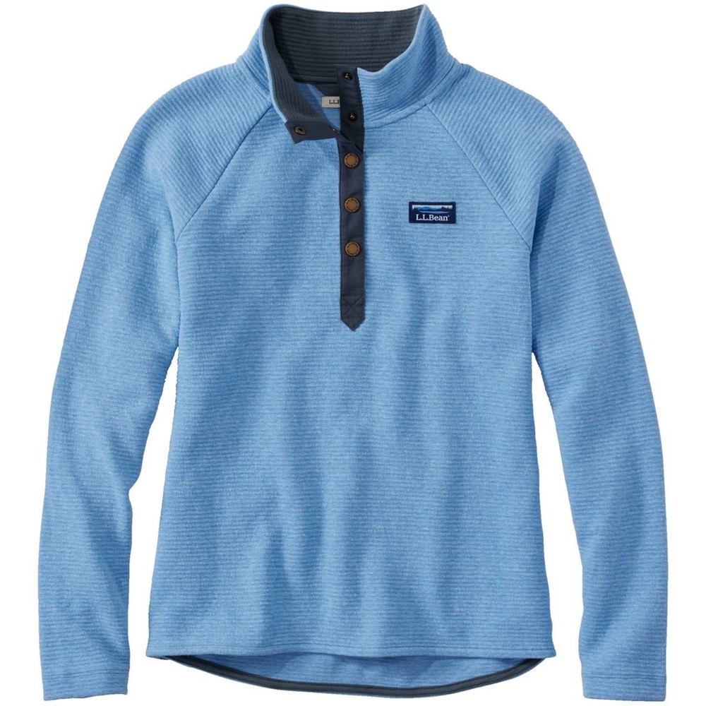 L.L. Bean Blue Double-Knit Quarter Snap